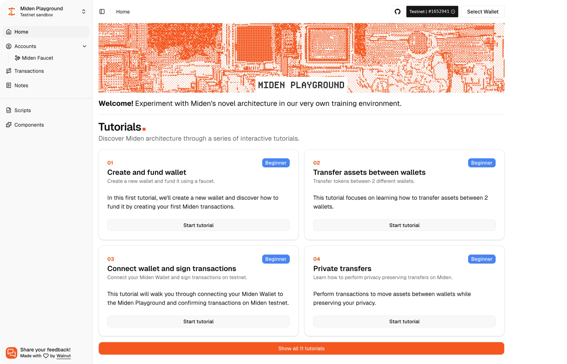 Miden Playground screenshot