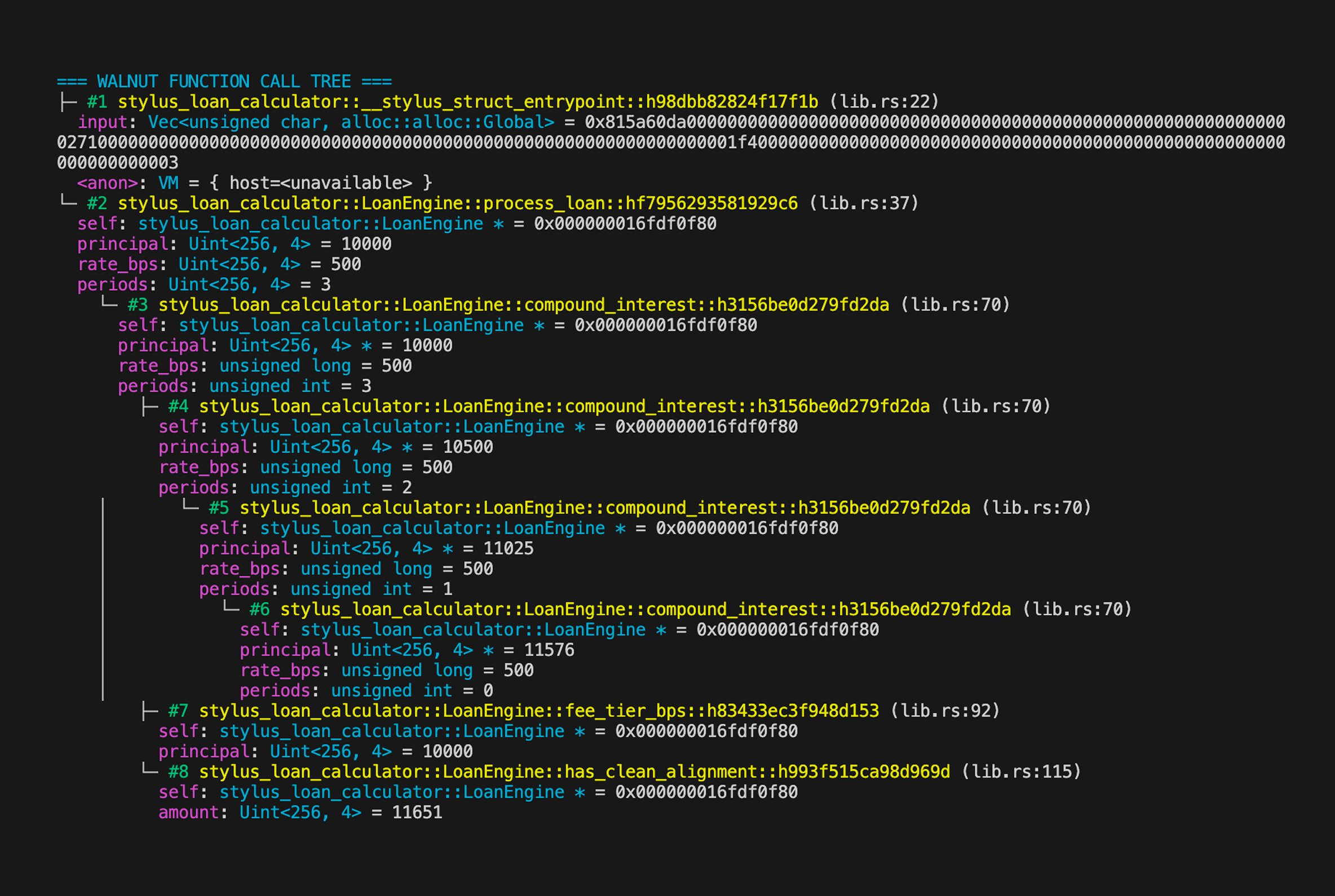StylusDB function call tree